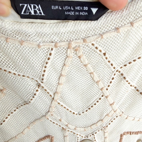 ZARA Embroidered Cowrie Shell Mesh Mini Dress Womens Mermaidcore Coastal - Picture 4 of 6